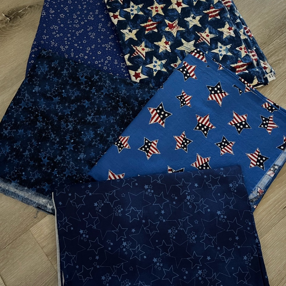 Blue Star Print Fabric Bundle - Patriotic Stars